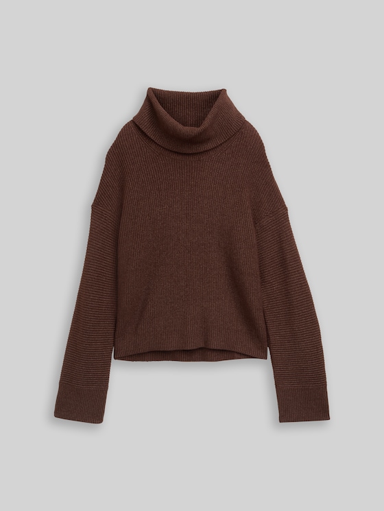 Oversized turtleneck jumper - dark pecan brown melange