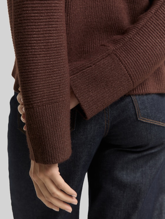 Oversized turtleneck jumper - dark pecan brown melange
