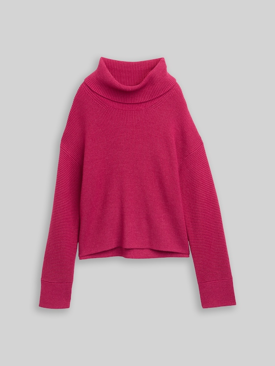 Oversized turtleneck jumper - dark pink melange