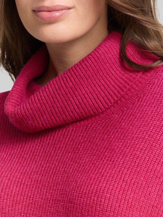 Oversized turtleneck jumper - dark pink melange