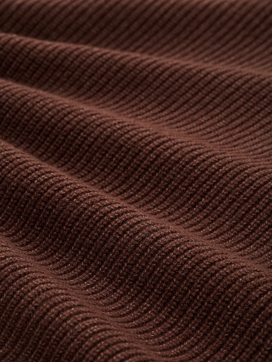 Oversized cardigan with round neckline - dark pecan brown melange