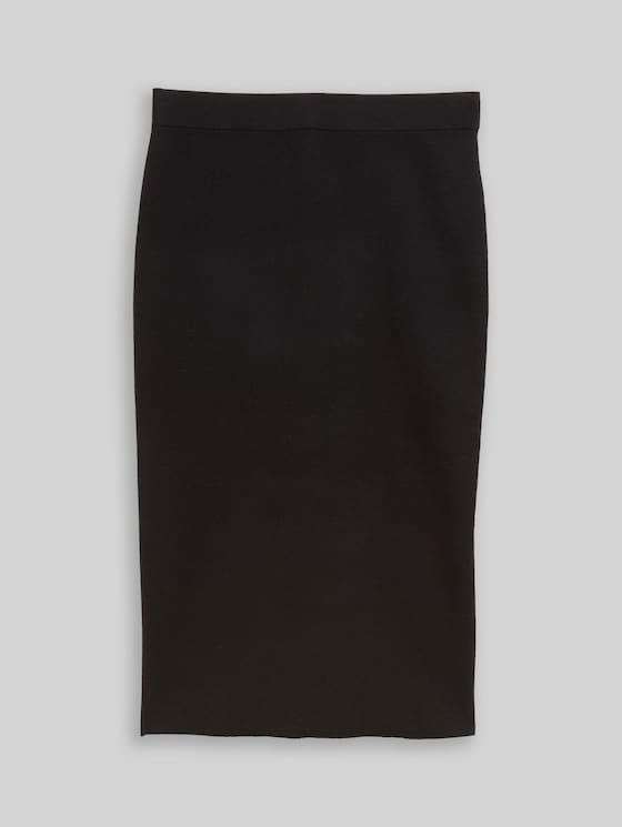 Midi skirt with slit - deep black