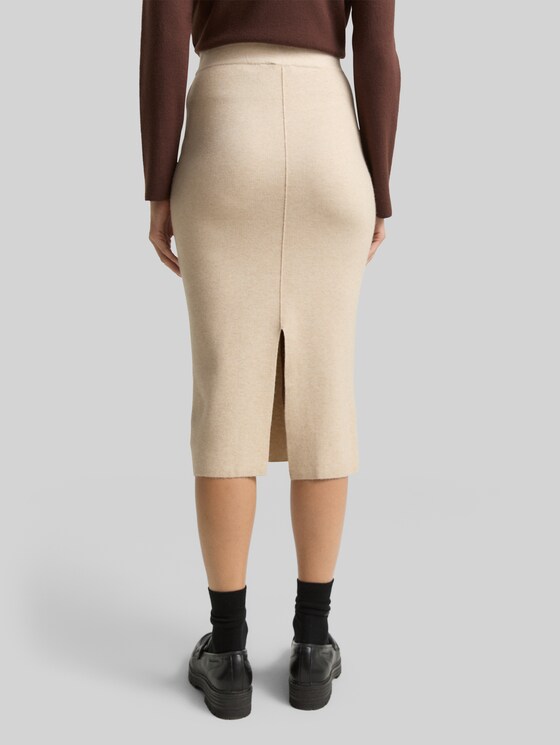 Midi skirt with slit - sand stone beige melange
