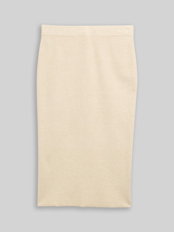Midi skirt with slit - sand stone beige melange