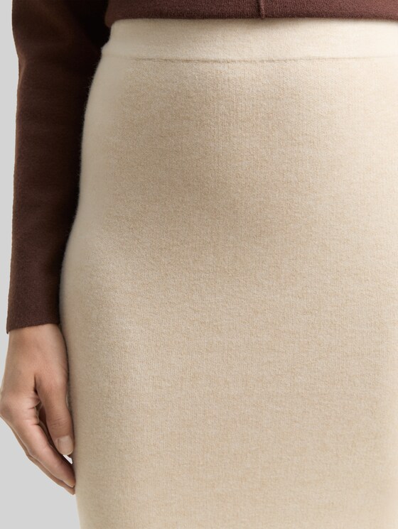 Midi skirt with slit - sand stone beige melange