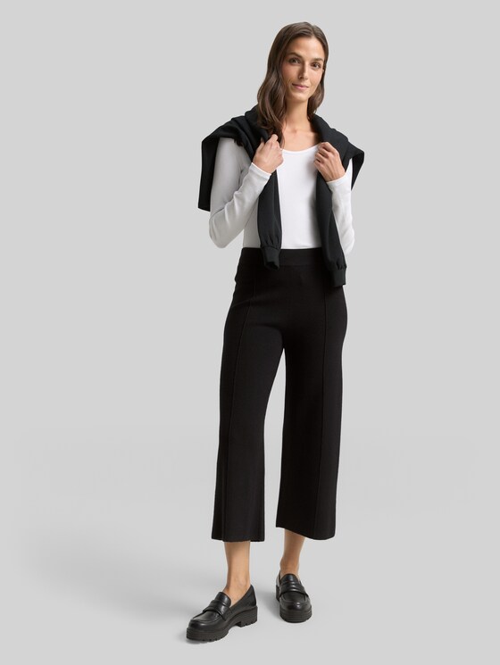 Culotte knit trousers - deep black