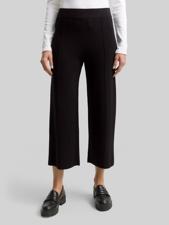 Culotte knit trousers - deep black