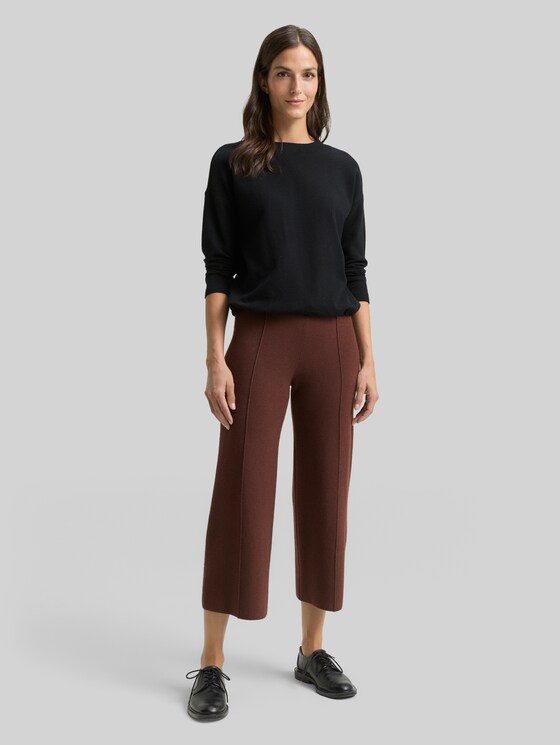 Culotte knit trousers - dark pecan brown melange