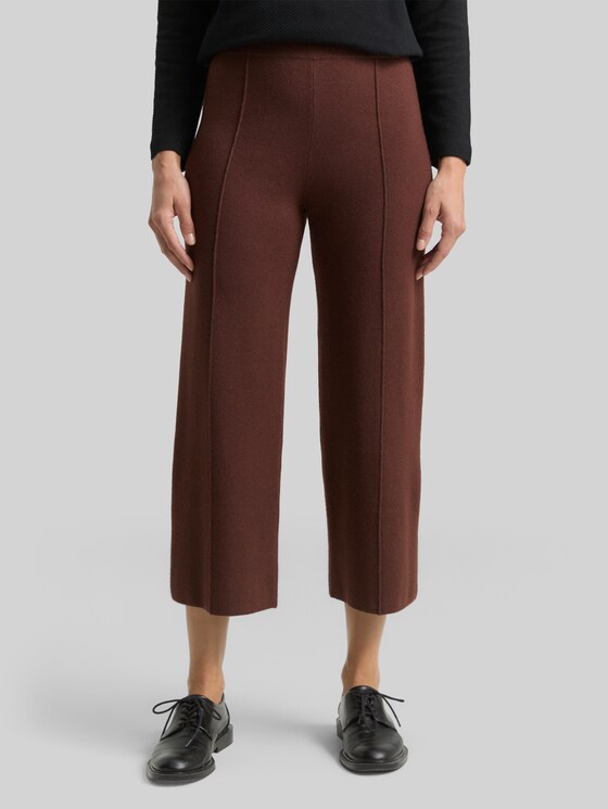 Culotte knit trousers - dark pecan brown melange