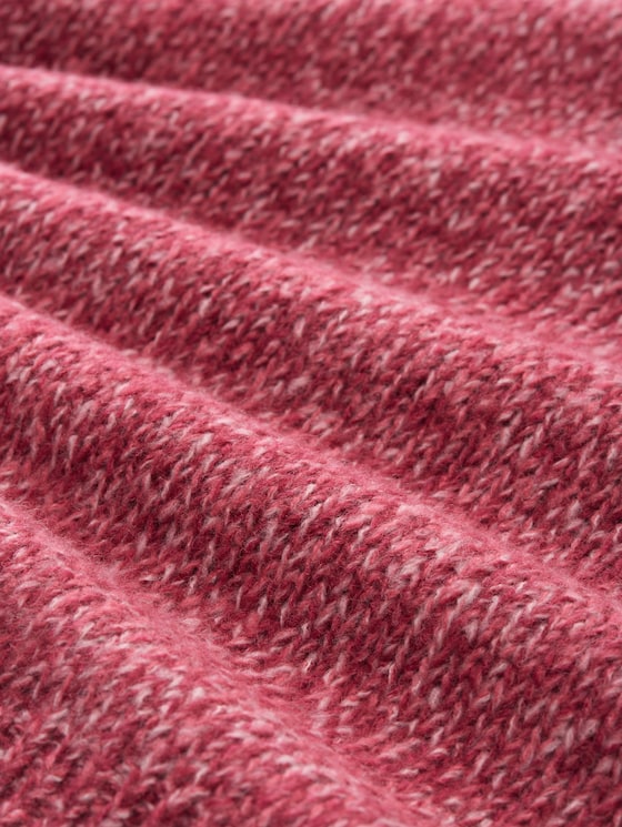 Loose-fit knitted jumper with wool blend - pink berry mouline