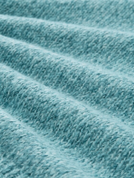 Loose-fit knitted jumper with wool blend - teal white mouline