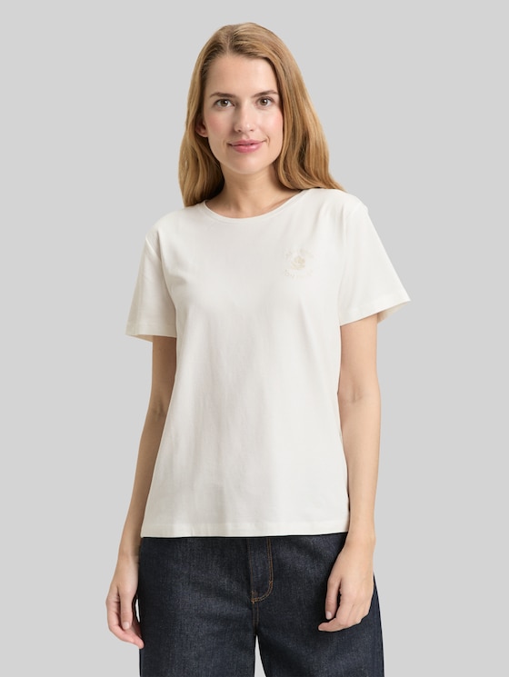T-shirt with floral embroidery - Whisper White