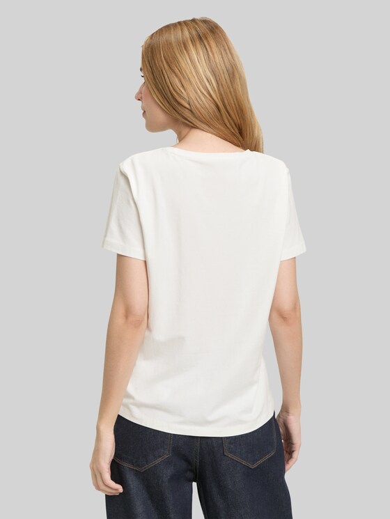 T-shirt with floral embroidery - Whisper White