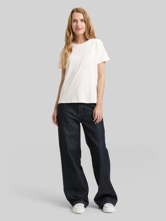 T-shirt with floral embroidery - Whisper White