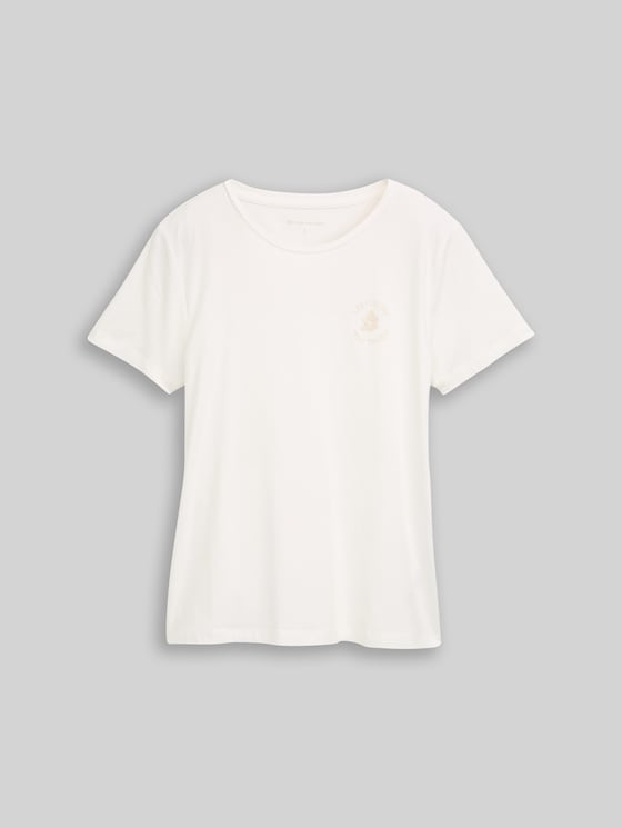 T-shirt with floral embroidery - Whisper White