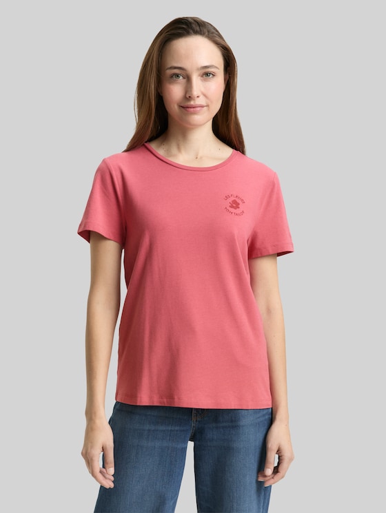 T-shirt with floral embroidery - cozy pink