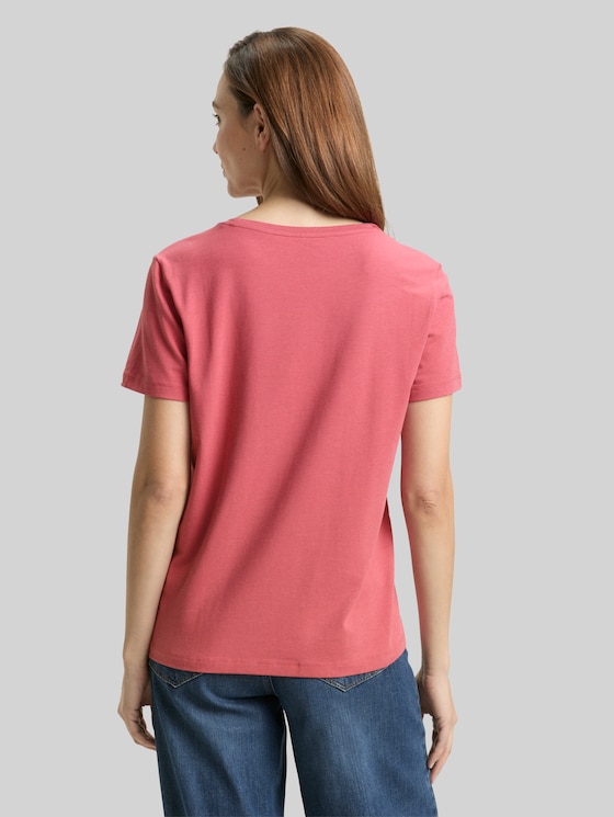 T-shirt with floral embroidery - cozy pink