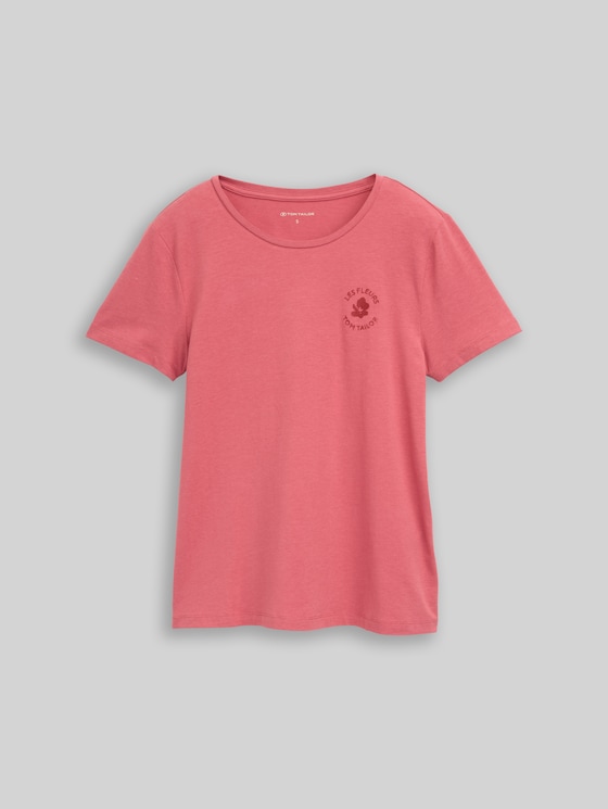 T-shirt with floral embroidery - cozy pink