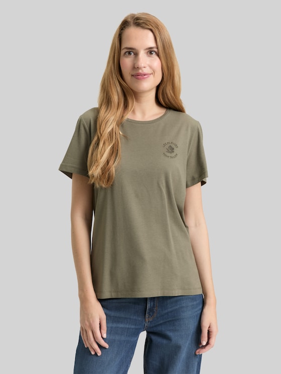 T-shirt with floral embroidery - cloudy green