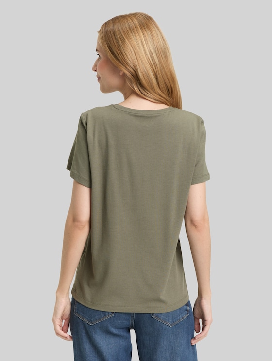T-shirt with floral embroidery - cloudy green