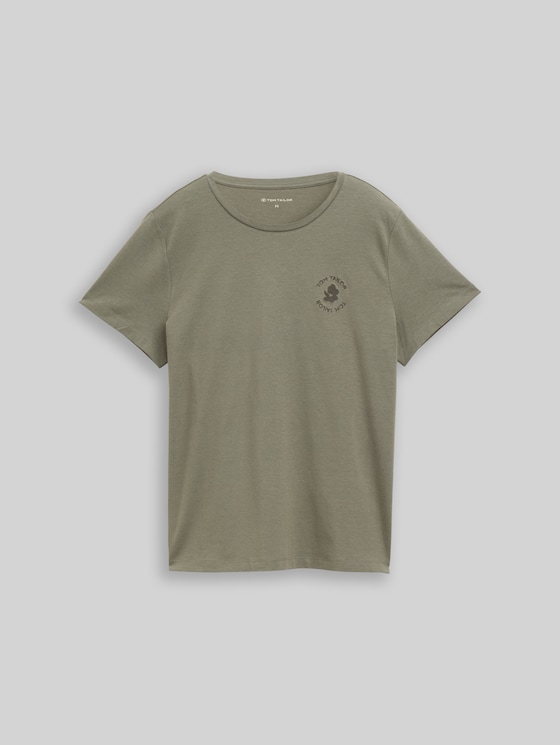 T-shirt with floral embroidery - cloudy green