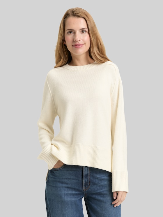 Loose-fit knitted jumper - Whisper White