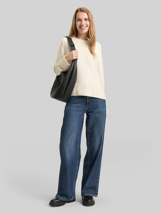 Loose-fit knitted jumper - Whisper White