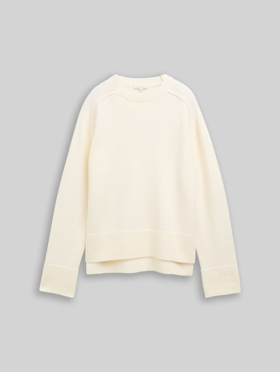 Loose-fit knitted jumper - Whisper White