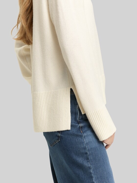 Loose-fit knitted jumper - Whisper White