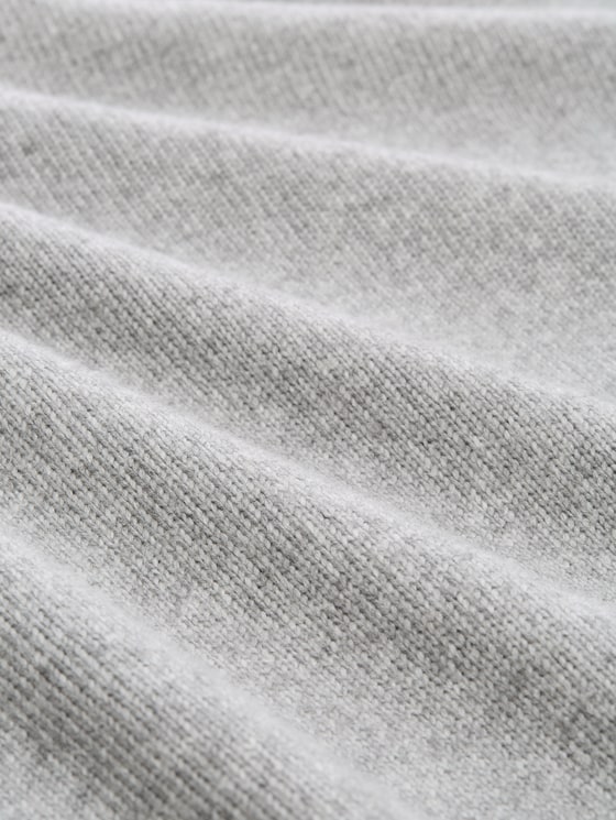 Oversized knitted jumper with stand-up collar - medium silver grey melange