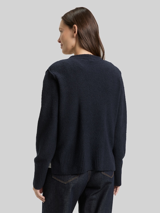 Bouclé-effect knitted jumper - sky captain blue