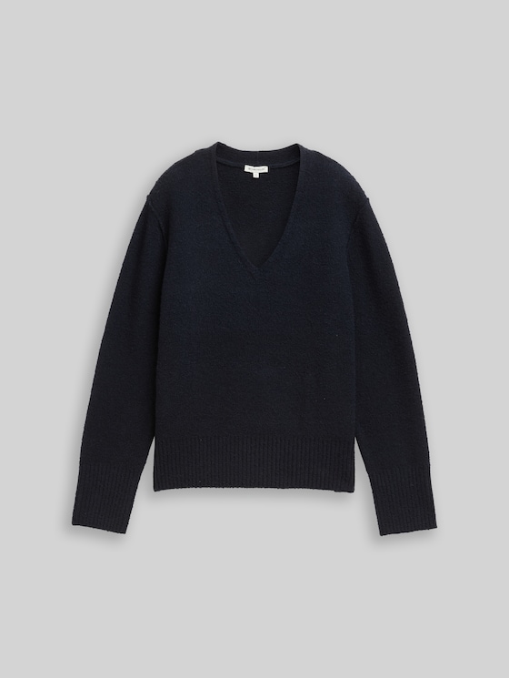 Bouclé-effect knitted jumper - sky captain blue