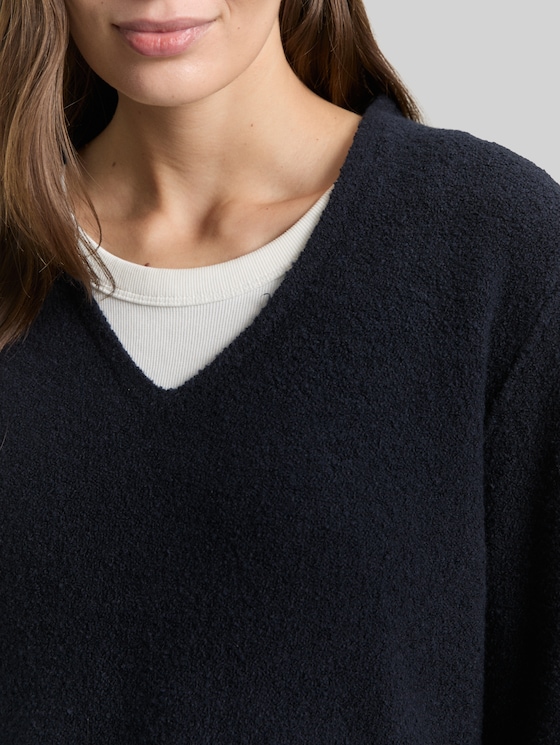 Bouclé-effect knitted jumper - sky captain blue
