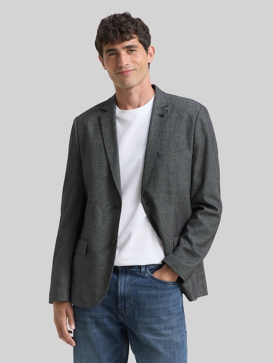 Dobby jacket with stretch - navy structured grindle