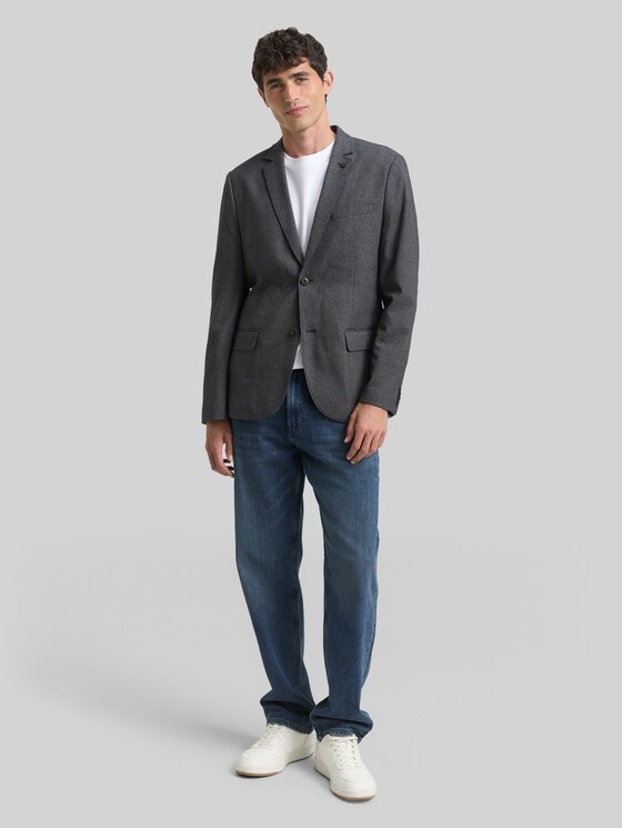 Dobby jacket with stretch - navy structured grindle