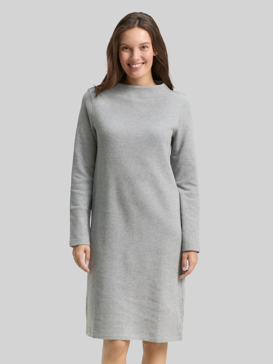 Cosy dress with stand-up collar - medium silver grey melange