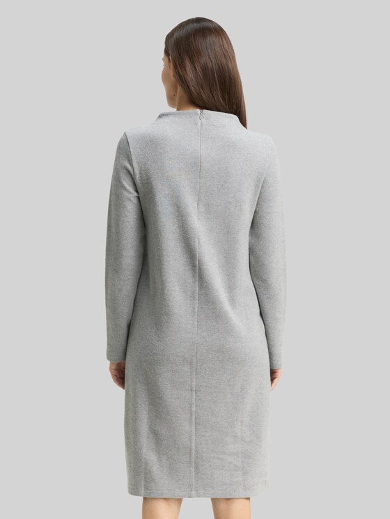 Cosy dress with stand-up collar - medium silver grey melange