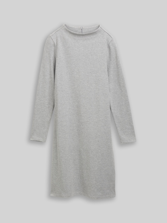 Cosy dress with stand-up collar - medium silver grey melange
