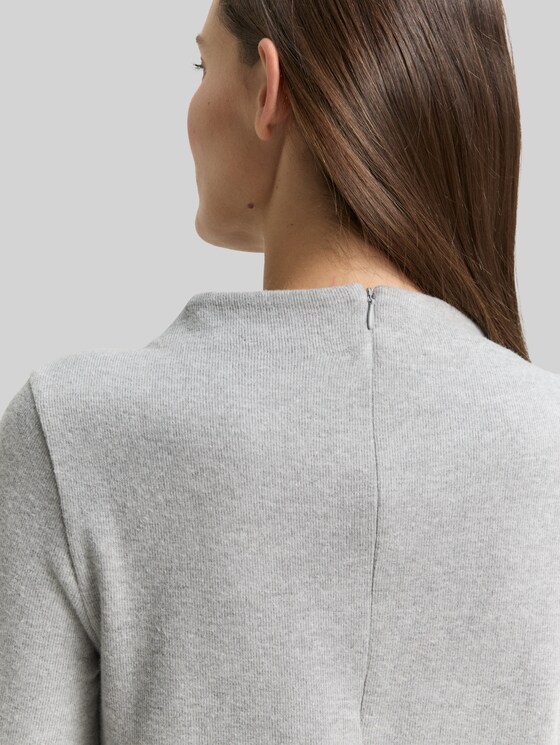 Cosy dress with stand-up collar - medium silver grey melange