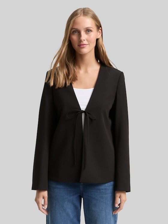 Regular fit jacket with bow detail - deep black