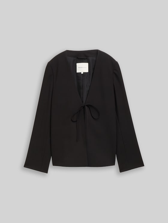 Regular fit jacket with bow detail - deep black