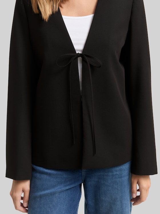 Regular fit jacket with bow detail - deep black