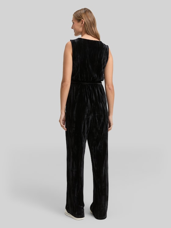 Relaxed velvet jumpsuit - deep black