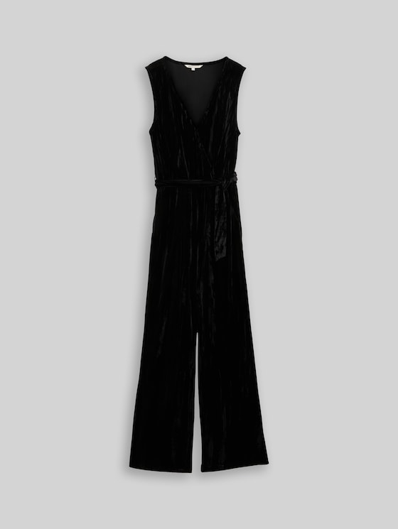 Relaxed velvet jumpsuit - deep black
