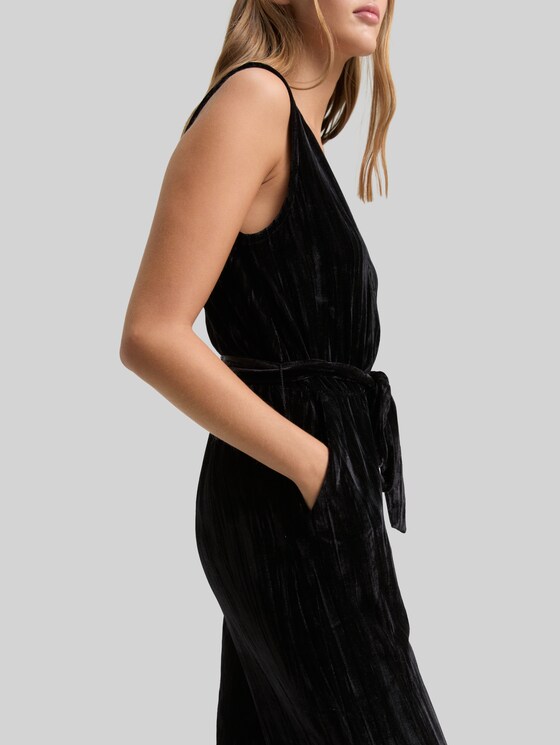 Relaxed velvet jumpsuit - deep black