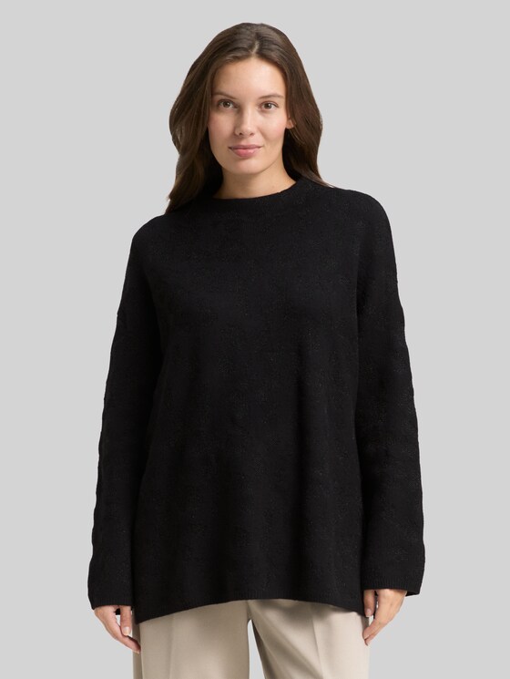 Oversized knitted jumper with glitter effect - black lurex knit