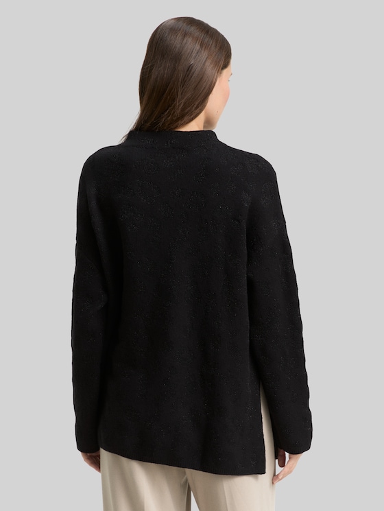 Oversized knitted jumper with glitter effect - black lurex knit
