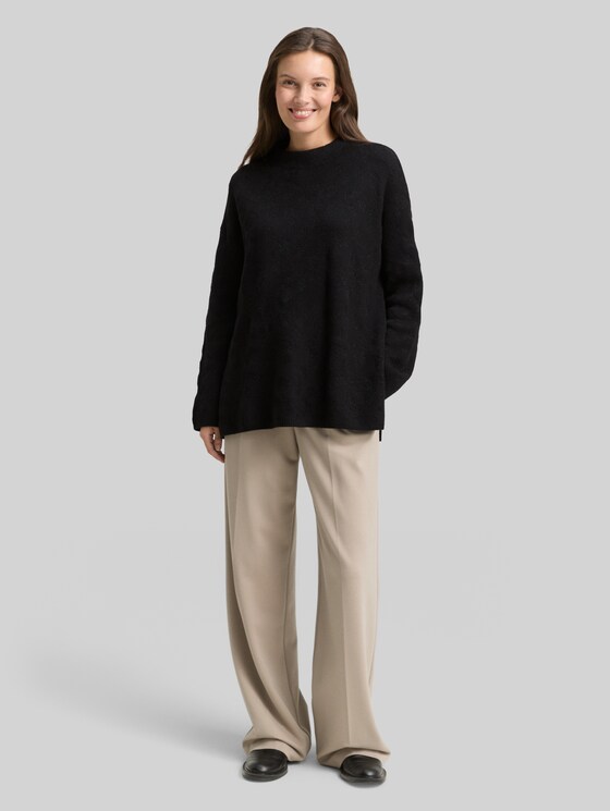 Oversized knitted jumper with glitter effect - black lurex knit