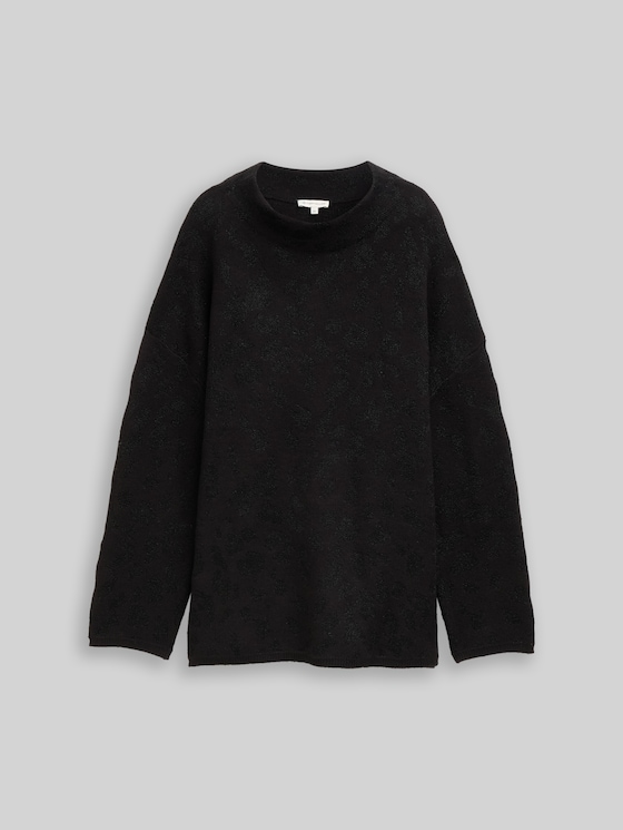 Oversized knitted jumper with glitter effect - black lurex knit