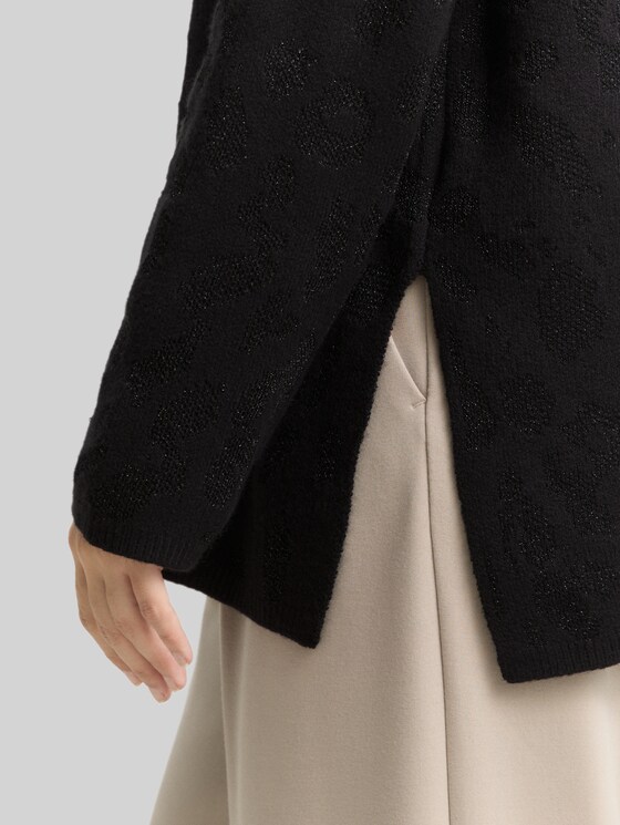 Oversized knitted jumper with glitter effect - black lurex knit